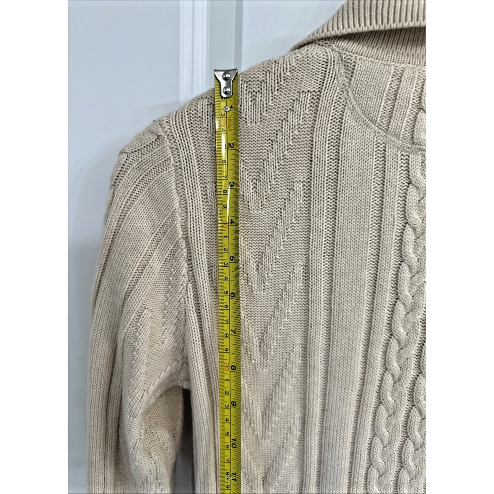 MONROW Women Size Medium Cable Knit Wool Blend Sweater Polo Dress Tan - Picture 8 of 15